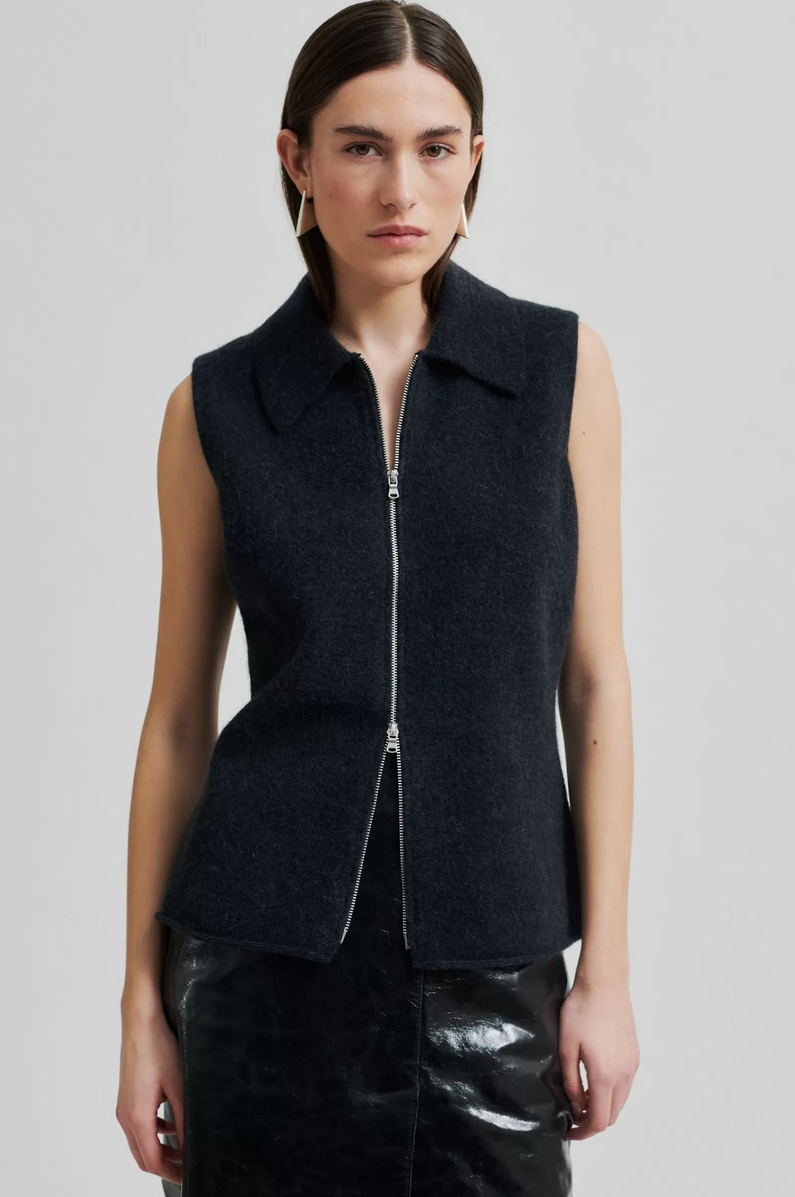 Second Female Aware Knit Zip Vest- Knitwear And Cardigans