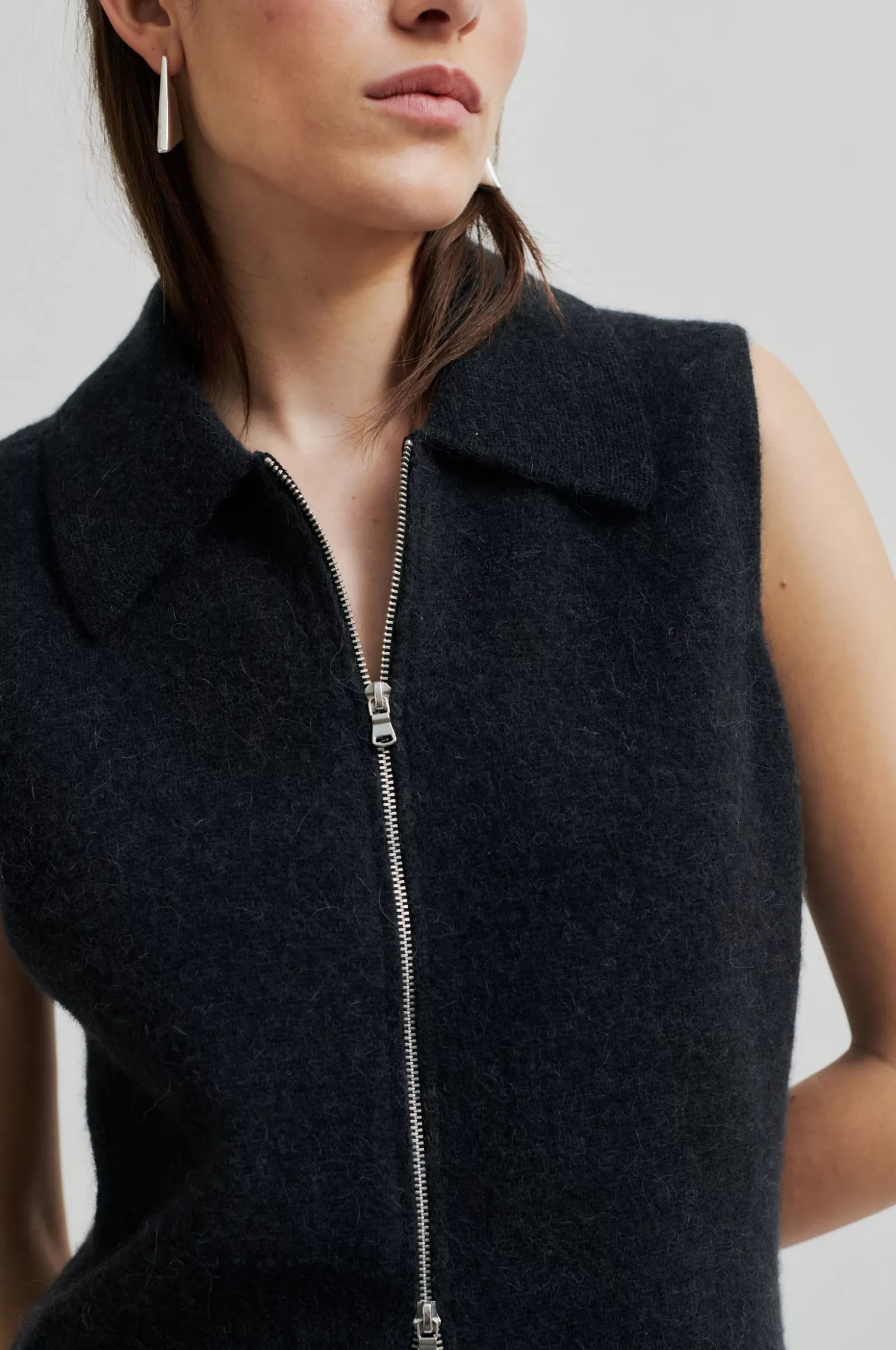 Second Female Aware Knit Zip Vest- Knitwear And Cardigans