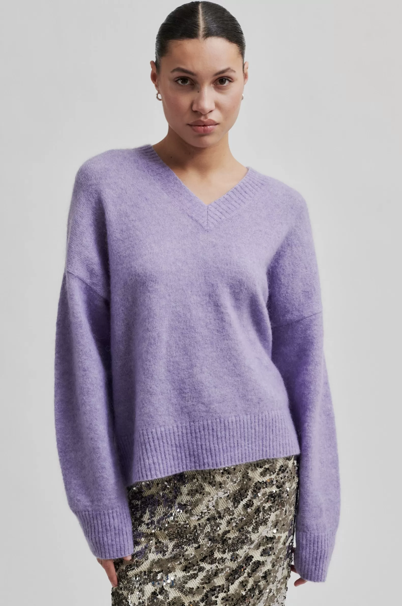 Second Female Brook Knit Loose V-Neck- Knitwear And Cardigans