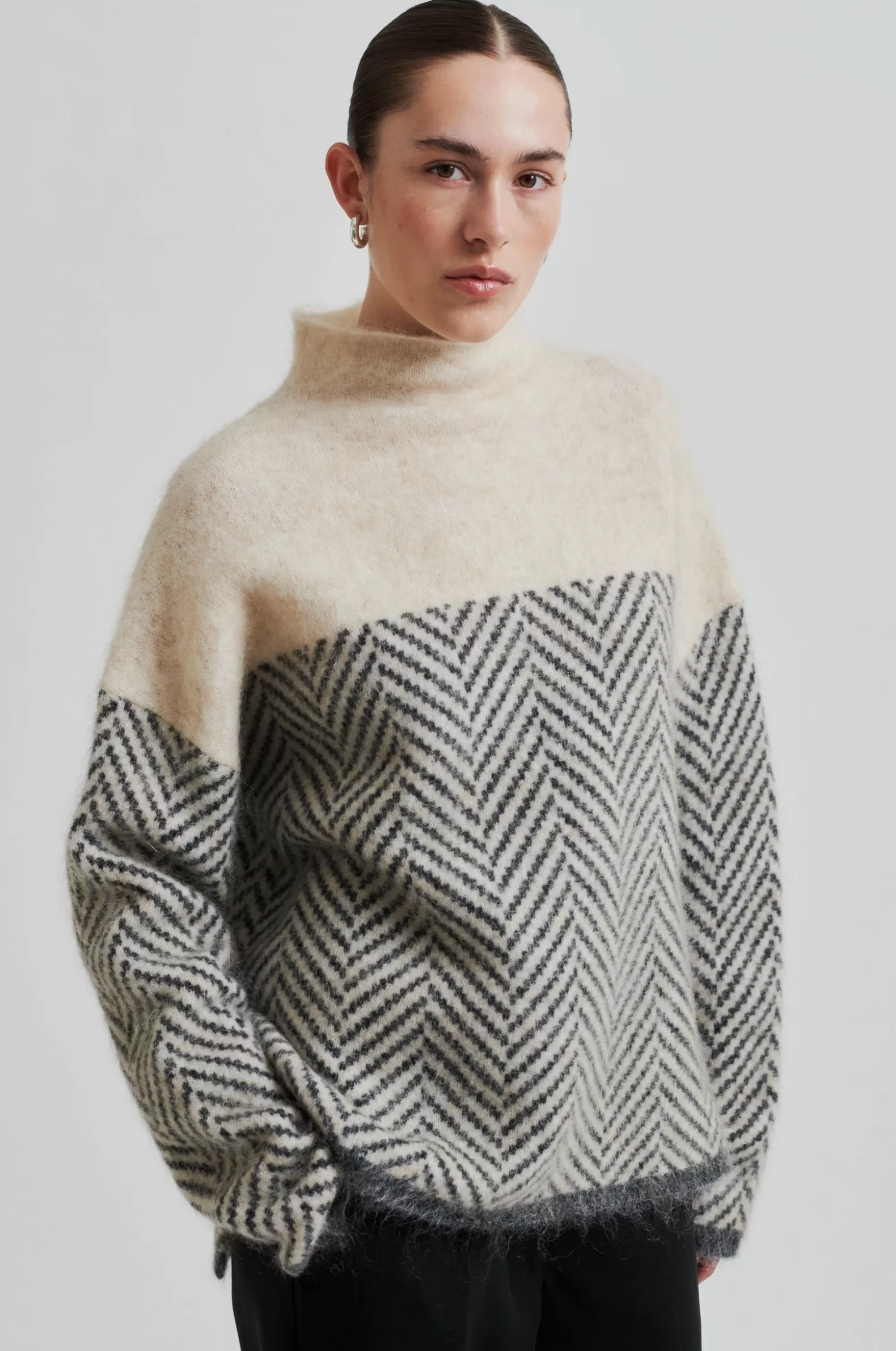 Second Female Herrin Knit T-Neck- Knitwear And Cardigans